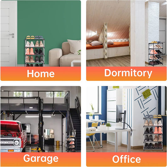 Shoe Rack 5-Tier Stackable Lightweight Space Saving Metal Organizer 10 Pairs