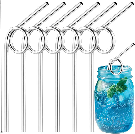 Loop Design Reusable Stainless Steel Straws Home Metal Straws Cleaning Brushes