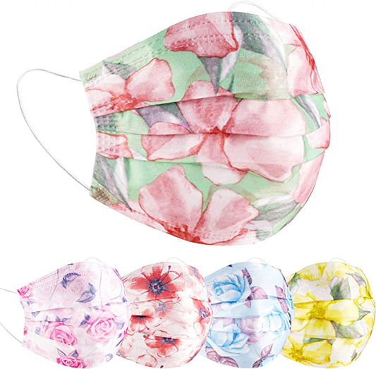 50PCS Individually Wrap Disposable Color Breathable Non-Woven (5 Flower Designs)