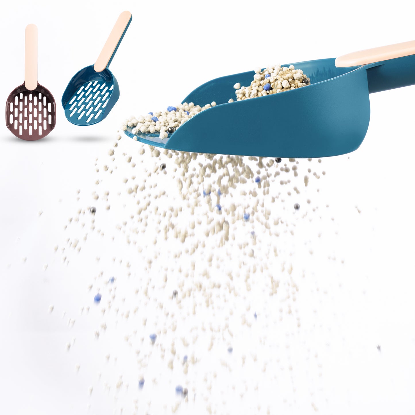 Cat Litter Scoop 2PC Plastic Long Handle Deep Shovel Long Slot Smooth Non-Sticky