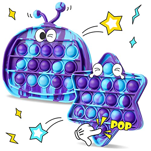 2PCS Silicone Push Pop Bubble Fidget Sensory Toys, 6-Pointed Star Sacred Hexag