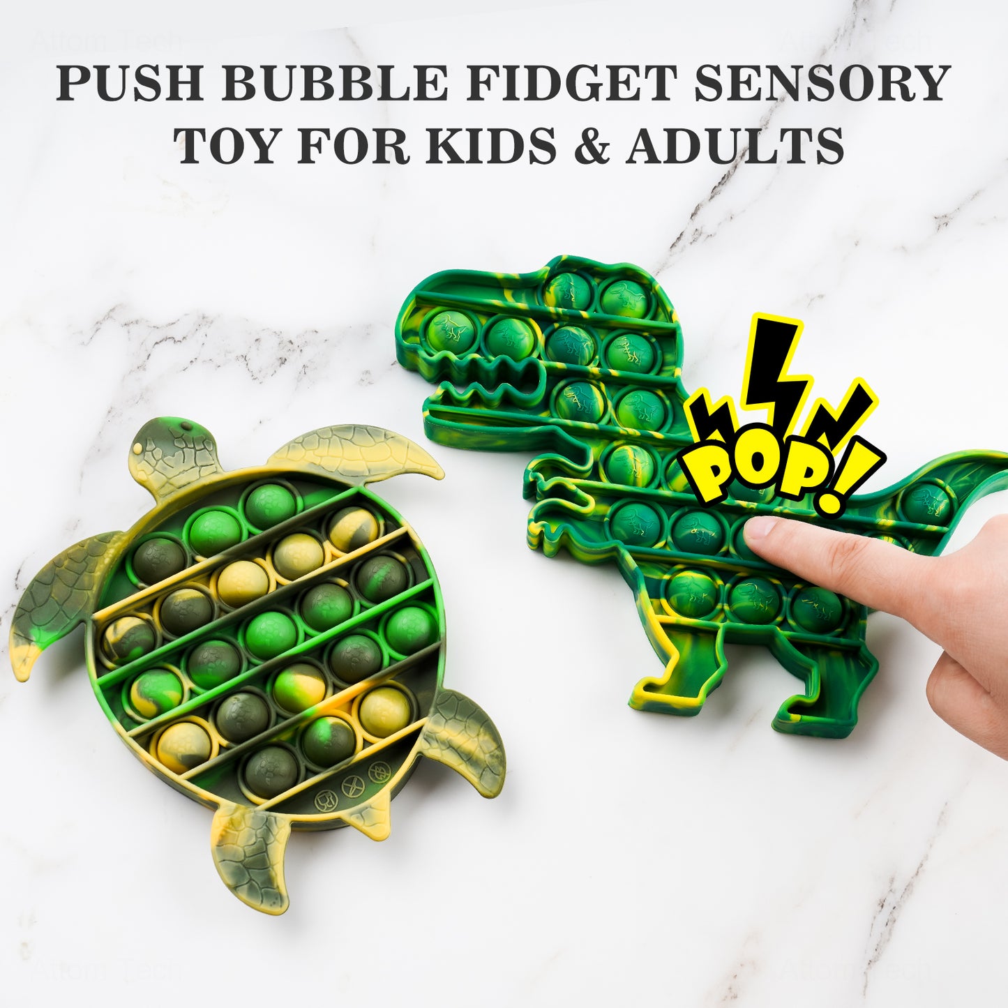 2PCS Silicone Push Pop Bubble Fidget Sensory Toys Camo Animal Stress Reducer A