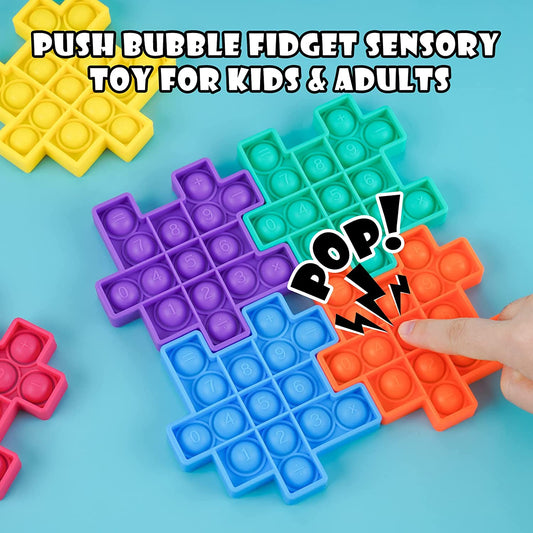6PCS Pop Bubble Silicone Fidget Sensory Toy 3.9" Cube Puzzle 3D Building Blocks