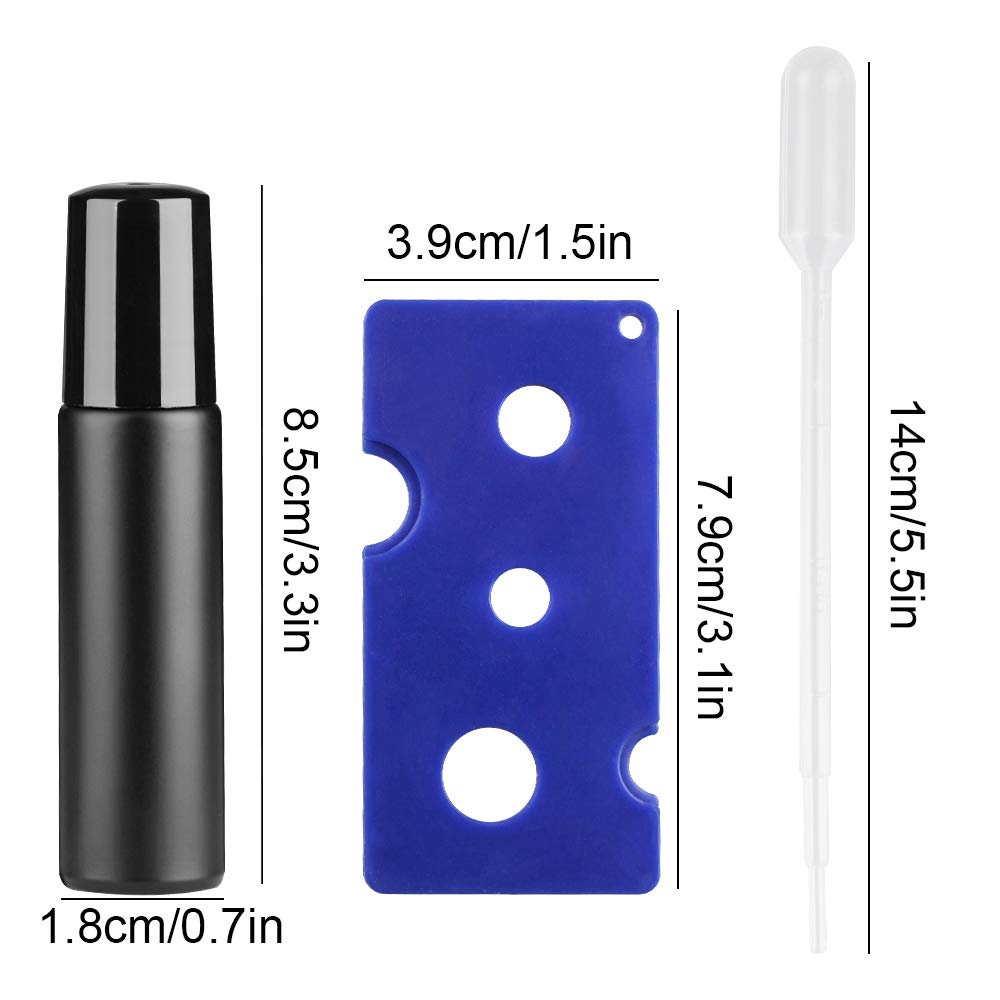 20PCS Roller Bottles 10mL Essential Oil Ultra Thick Matte Black Frosted Glass (2
