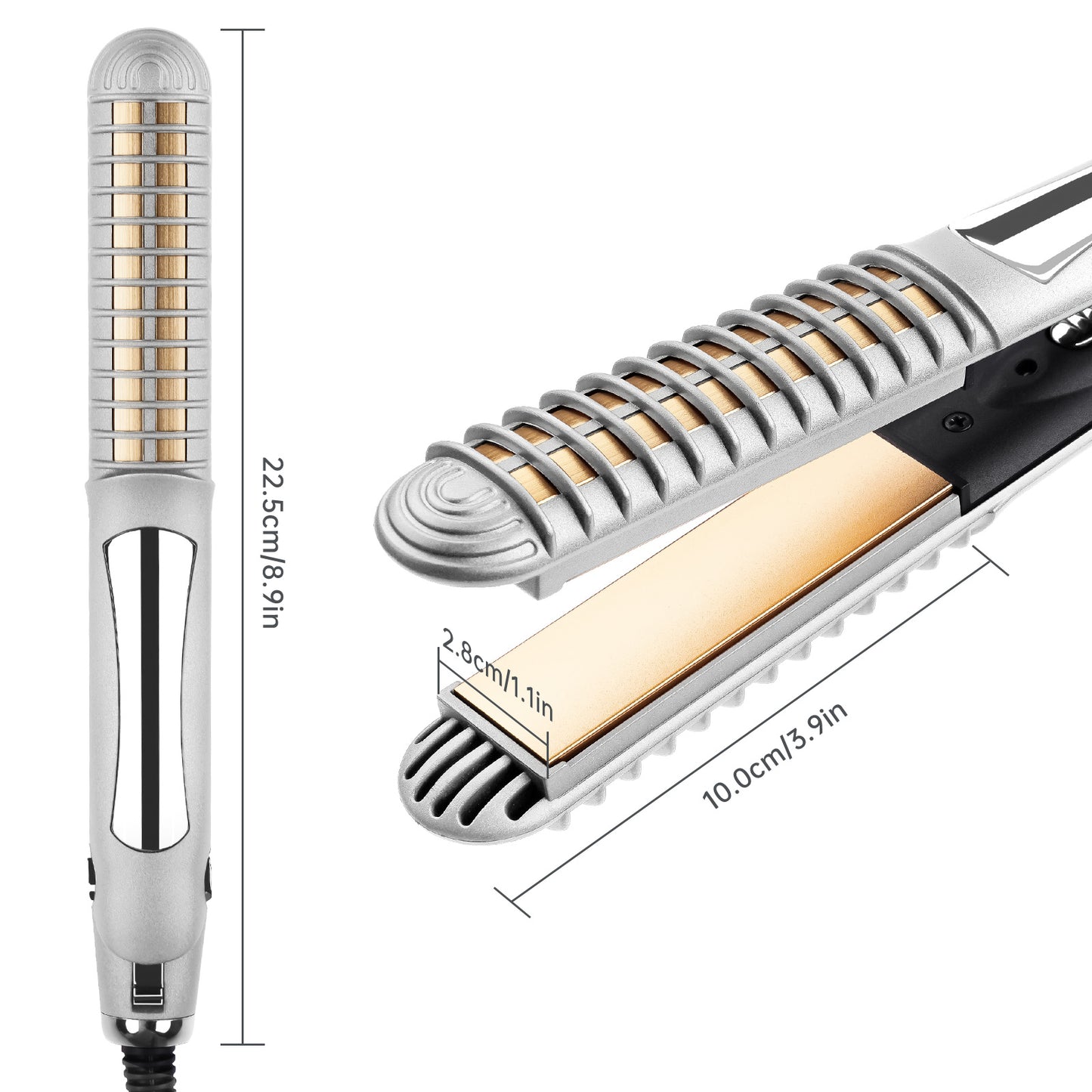 2-in-1 Hair Straightener Curler Professional Multi-Styler Flat Iron (White)