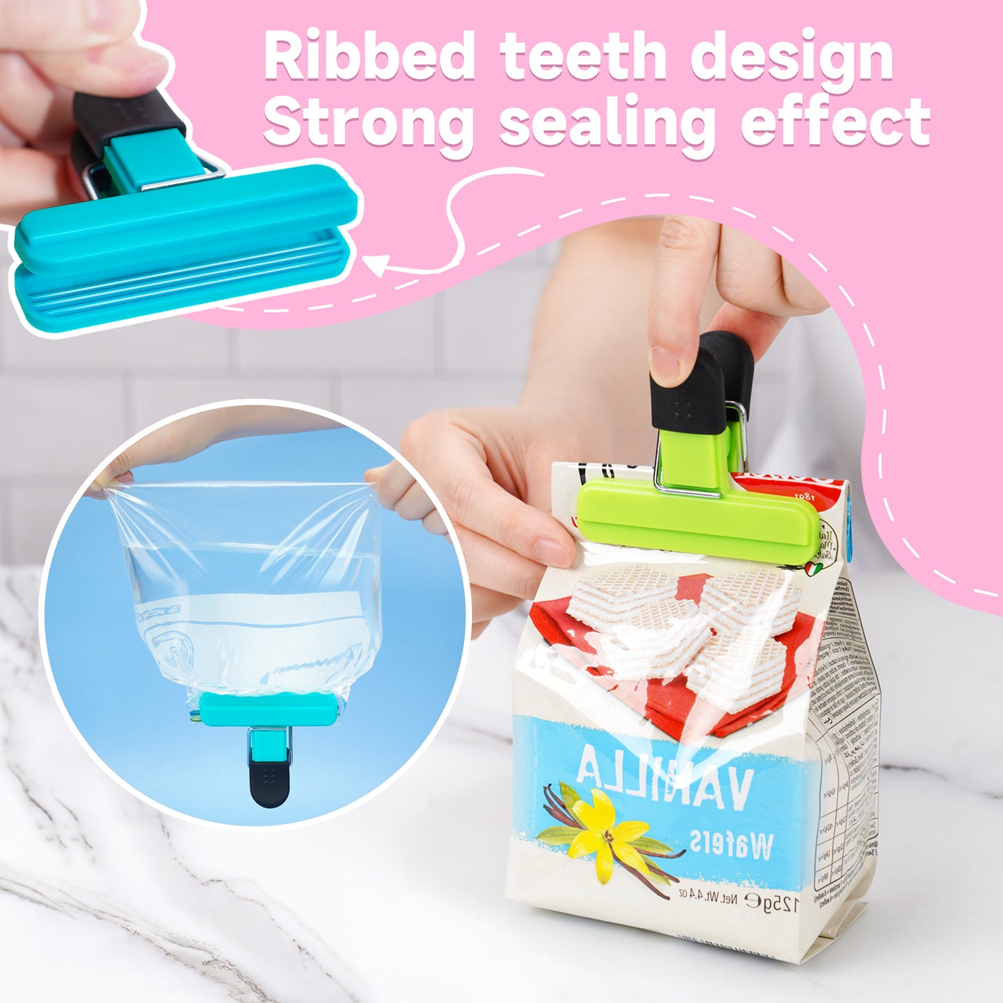 12-Pack Plastic Chip Bag Clips - Small, 6 Colors