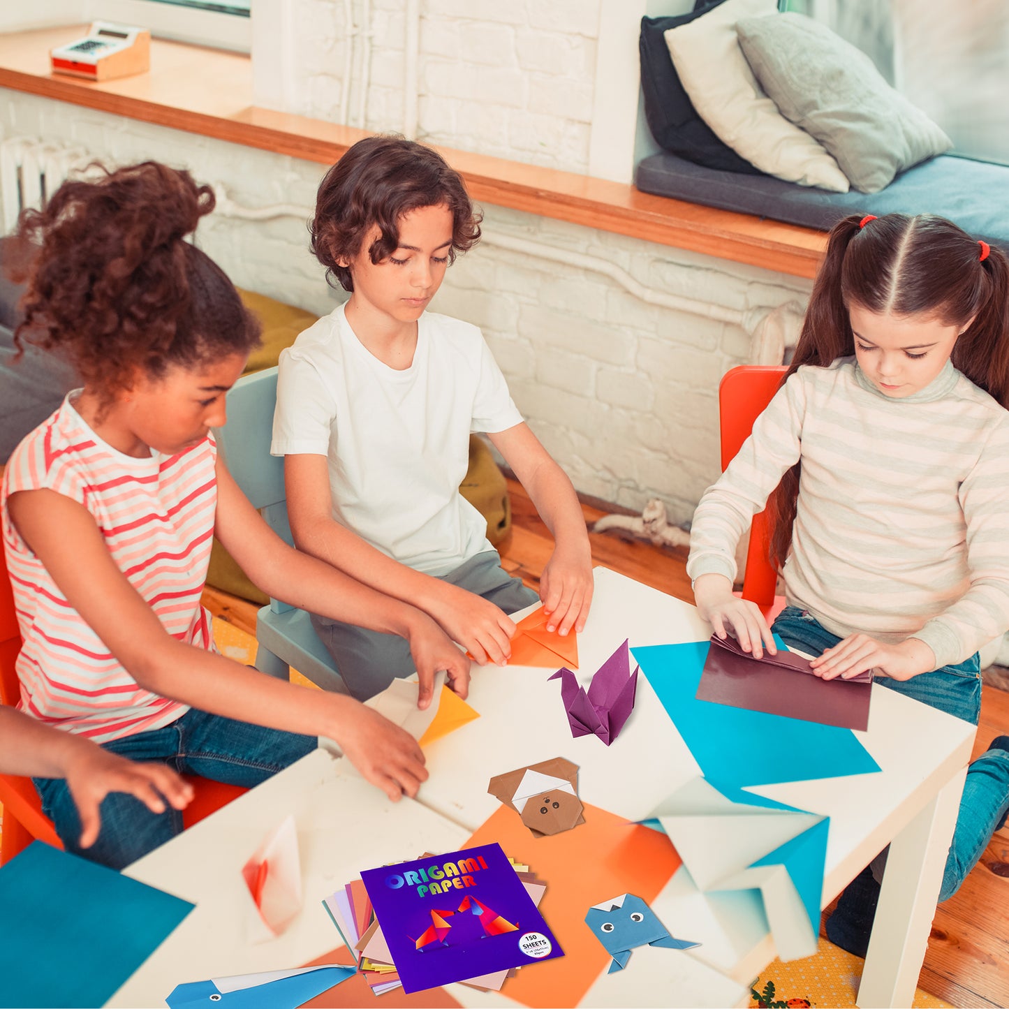 Origami Paper Book 150 Sheets 6"x6" 50 Colors Single-Sided & Double-Sided Kit