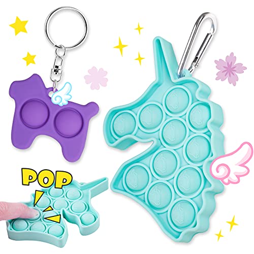 2PCS Push Pop Bubble Fidget Sensory Toy Keychains, Mini Simple Fidget Toys Str