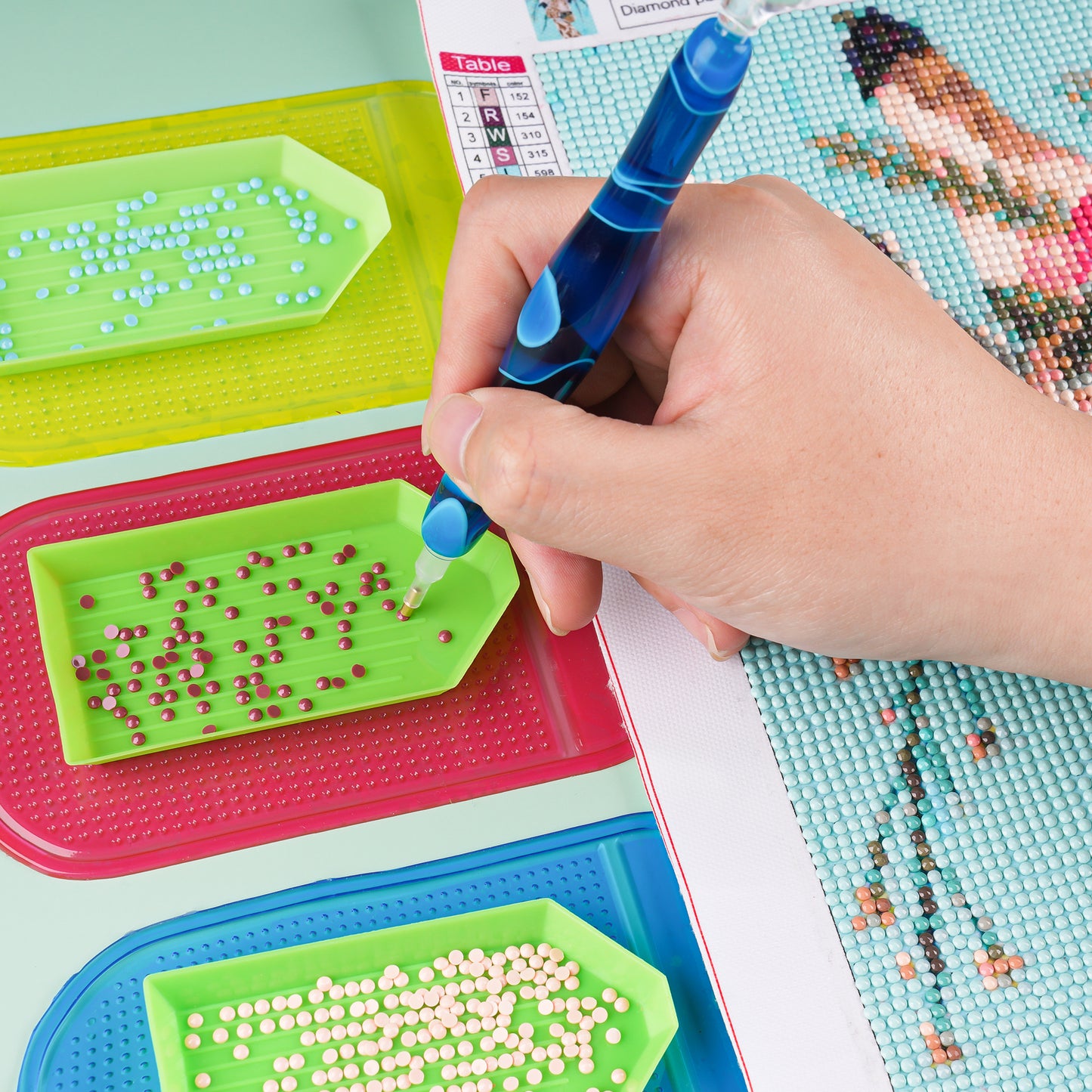 Diamond Painting Pen Kit, Handmade Resin 5D DIY Diamond Drill Pen with Multi I