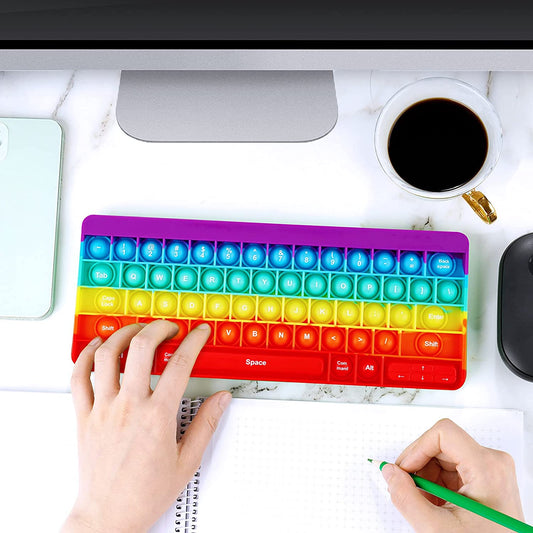 Pop Keyboard Silicone Bubble Popper Fidget Sensory Toy Big Size 10.4x4.1 Letters