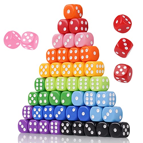 50PCS 16MM Game Dice 6-Sided Solid Vintage Colors Standard Round Corner Dices