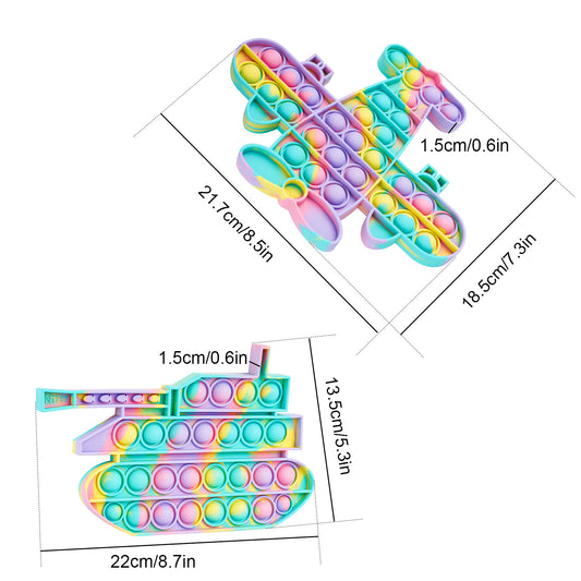 2PCS Pop Bubble Silicone Sensory Fidget Toy Pack, Squeeze Toy Stress Reduce An