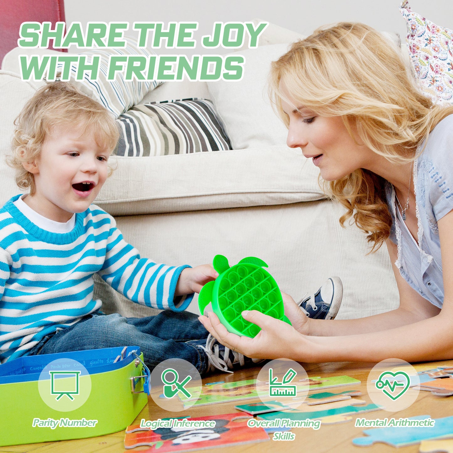 Push Pop Bubble Fidget Sensory Toy Sea Turtle Shaped Fidget Toy for Special Ne
