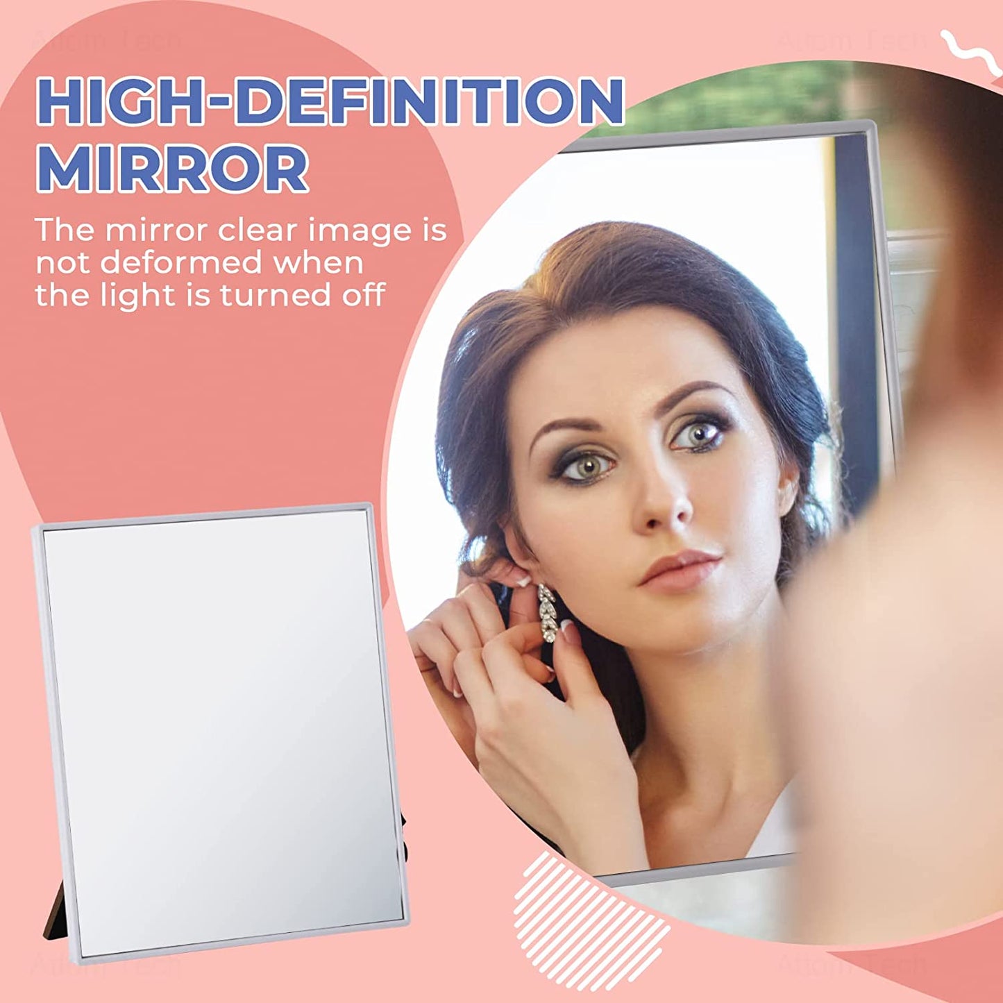 Warm Light LED Mirror Picture Frame 6X8 Freestanding Frame Horizontal Vertical