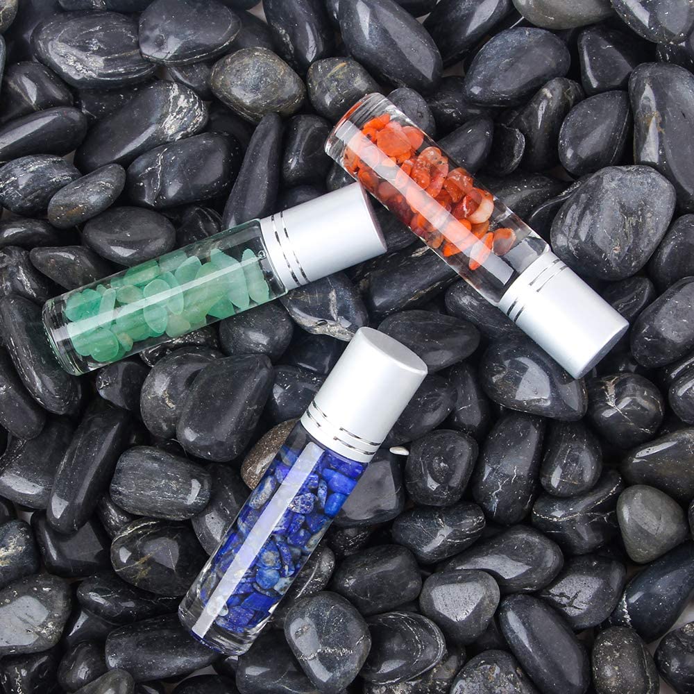 10ml Essential Oil Roller Bottles Set with Colorful Gem Stone Balls Home Ultra T