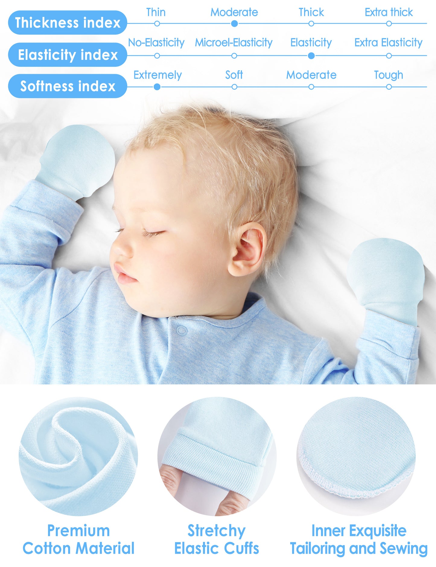 8 Pairs Mittens for 0-6 Months Newborn Baby Boys & Girls, Unisex Soft CVC Cott