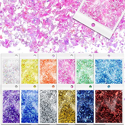 Iridescent Foil Flake Glitter Confetti for DIY Resin Casting, Ice Mylar Paille