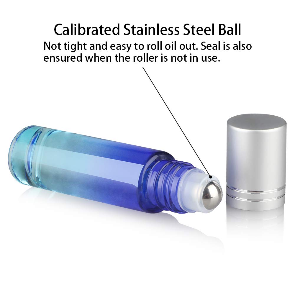 10ml Colorful Essential Oil Roller Bottles Set with Stainless Steel Balls Home U