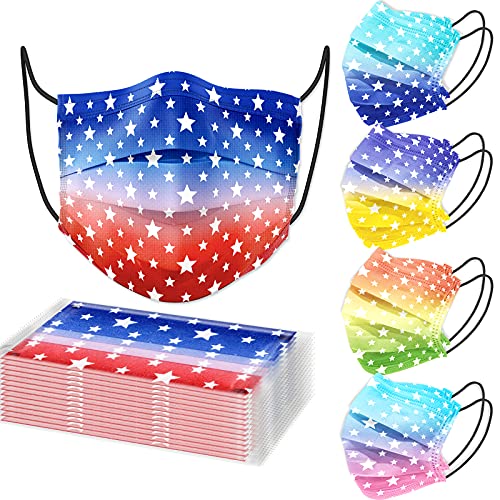 50PCS Disposable s Adults Size 5 Gradient Colors Star Patterns Indi