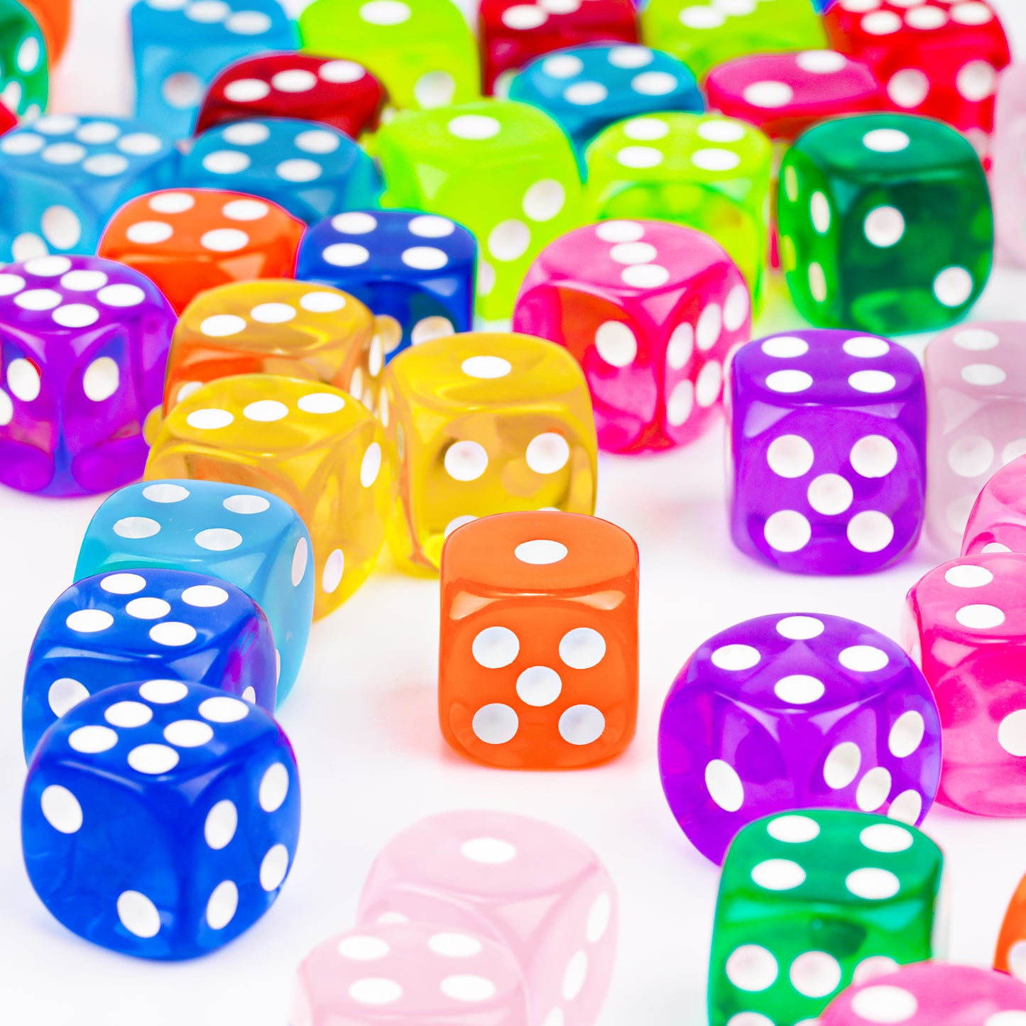 50PCS 14MM Game Dice Set, Solid 6-Sided Translucent Vintage Colors Rounded Cor