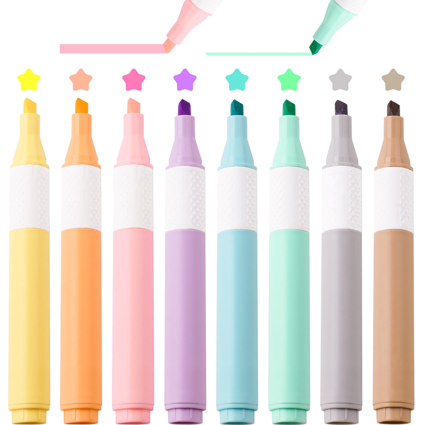 8-Pack Chisel Tip Macaron Color Pastel Highlighters, Quick Dry Water-Based Ink