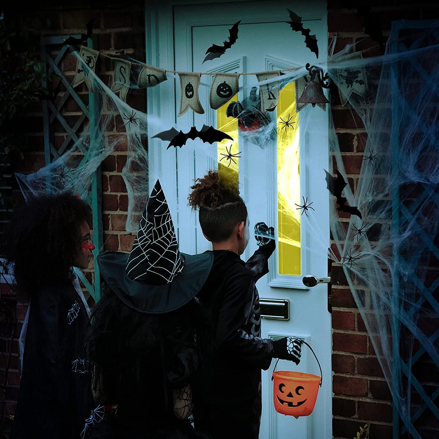 25PCS Halloween Decor Spiderweb Fireplace Mantle Scarf Table Runner Spider Webs