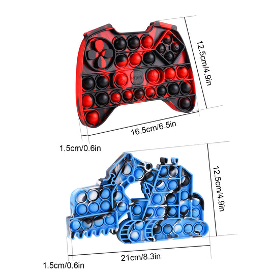 2PCS Excavator & Mixed Bubbles Game Controller Push Pop Fidget Sensory Toy