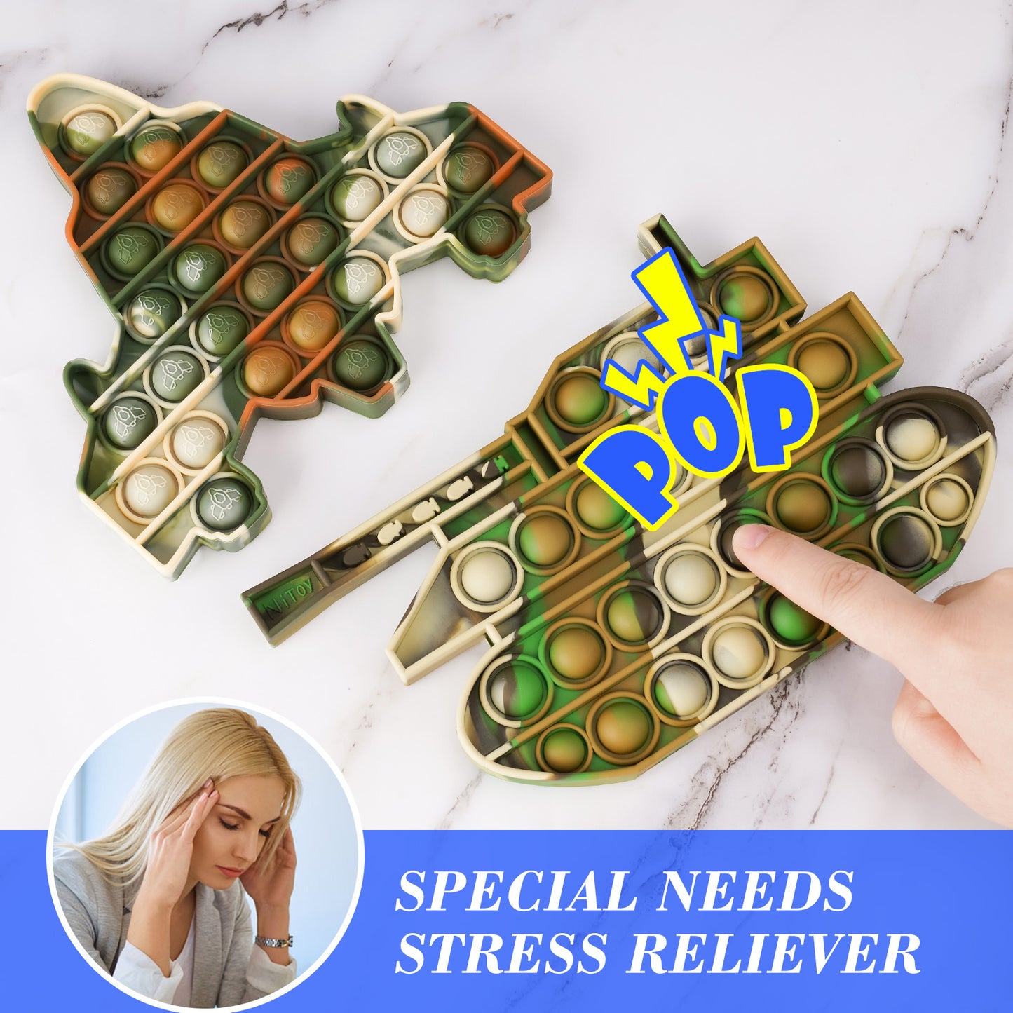 2-Pack Push Pop Bubble Fidget Sensory Toys, Fidget Toys for Stress Anxiety Rel