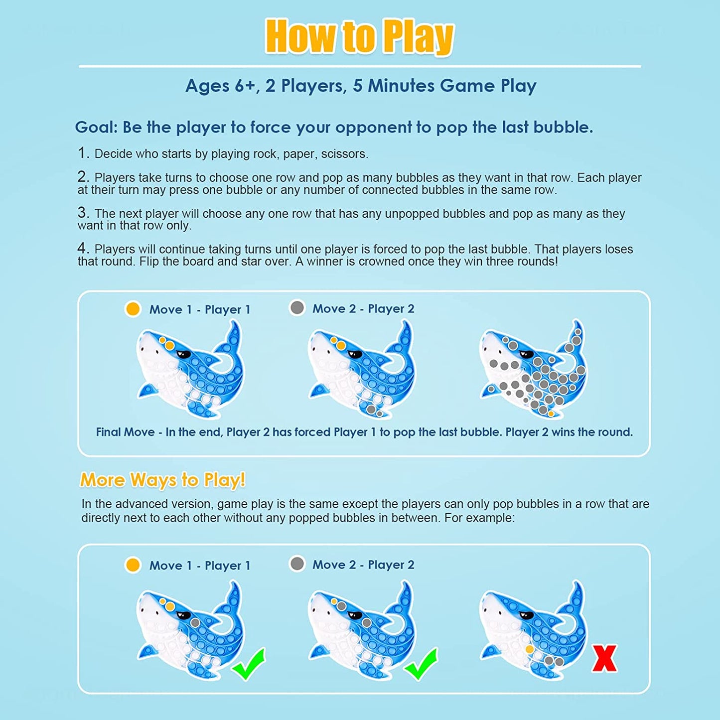 Large Push Pop Bubble Fidget Sensory Toy 2PC Fidget Toy Alphabet Number Learning