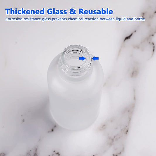 Frosted Glass Dropper Bottles with Glass Droppers & White Cap 6-Pack 1OZ/30ML