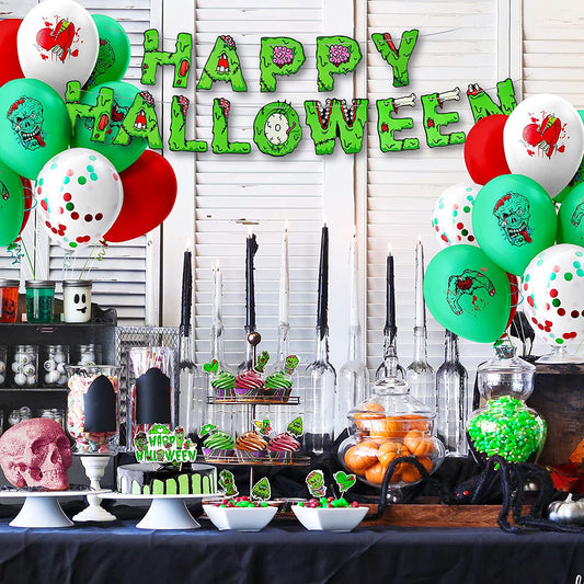 62PC Halloween Zombie Party Supply Kit Zombie Theme Happy Halloween Party Banner