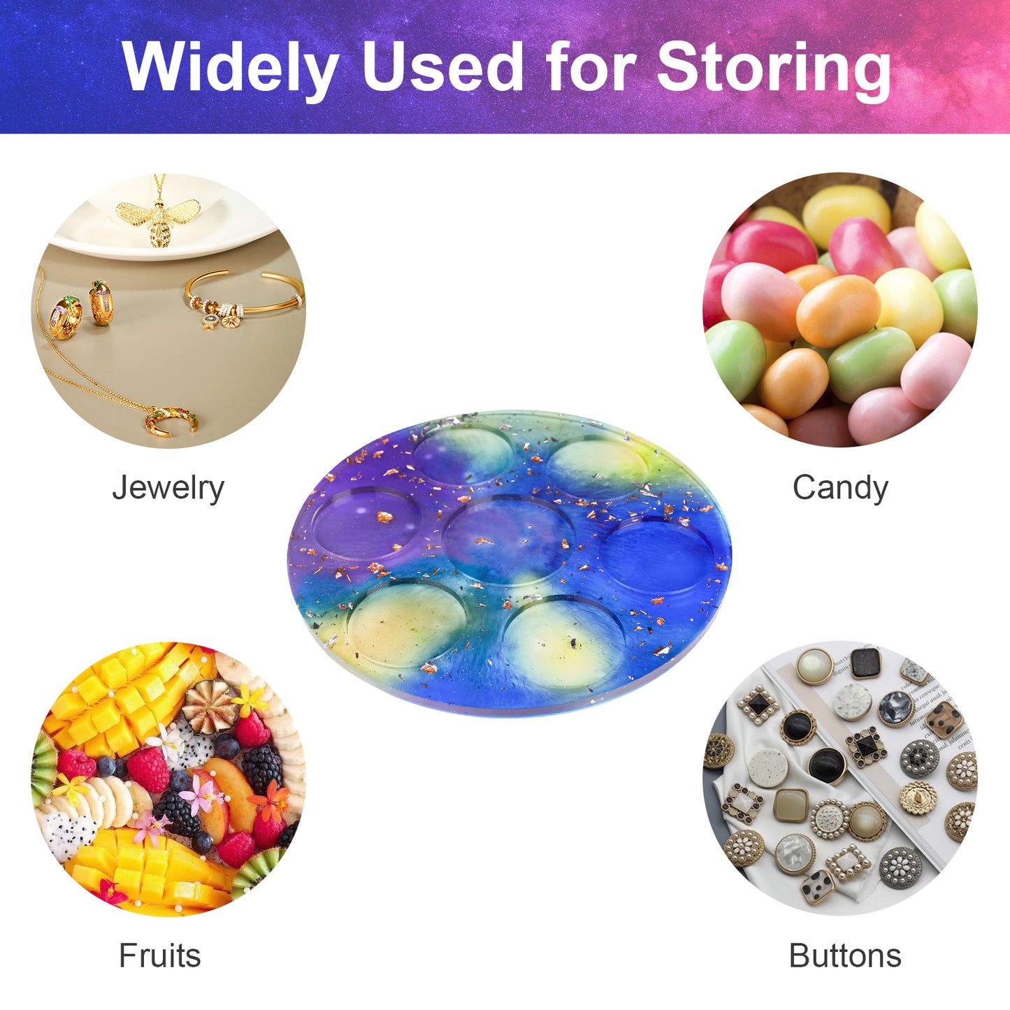 10" Shot Glass Serving Tray Epoxy Resin Silicone Mold Kit with Glitter, 7-Sho