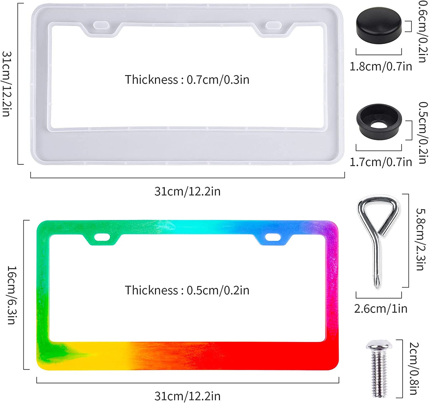 NiArt Car License Plate Frame Resin Casting Mold + Screw Accessories + Glitters