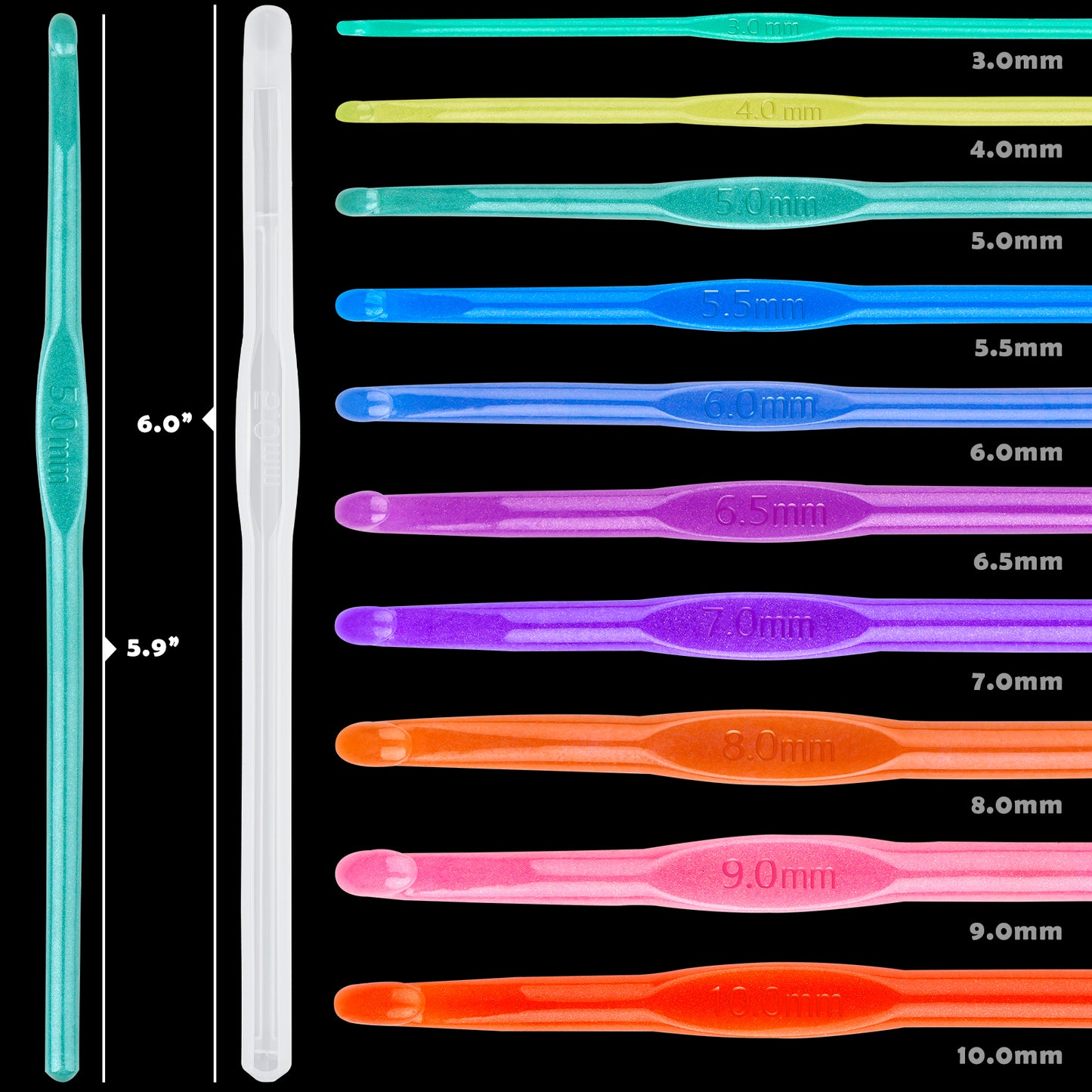 Crochet Hook Set Epoxy Resin DIY Casting Silicone Mold Kit 3-10mm 10 Sizes Han