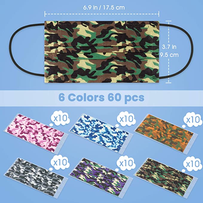 60PCS Camo Disposable Fashion Protection Covering 6 Colors Individually Sealed