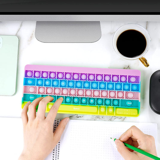 Silicone Keyboard Push Pop Bubble Fidget Sensory Toy Big Size 10.6x4.3 Alphabet