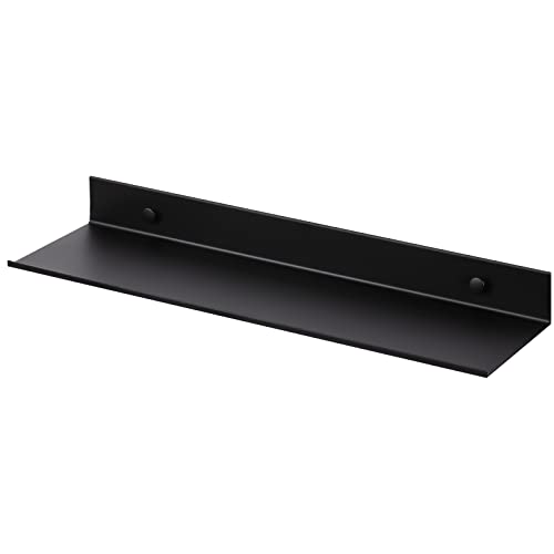 Aluminum Wall Mounted Floating Shelf with Picture Ledge 15.7x4.6 Display (Black)