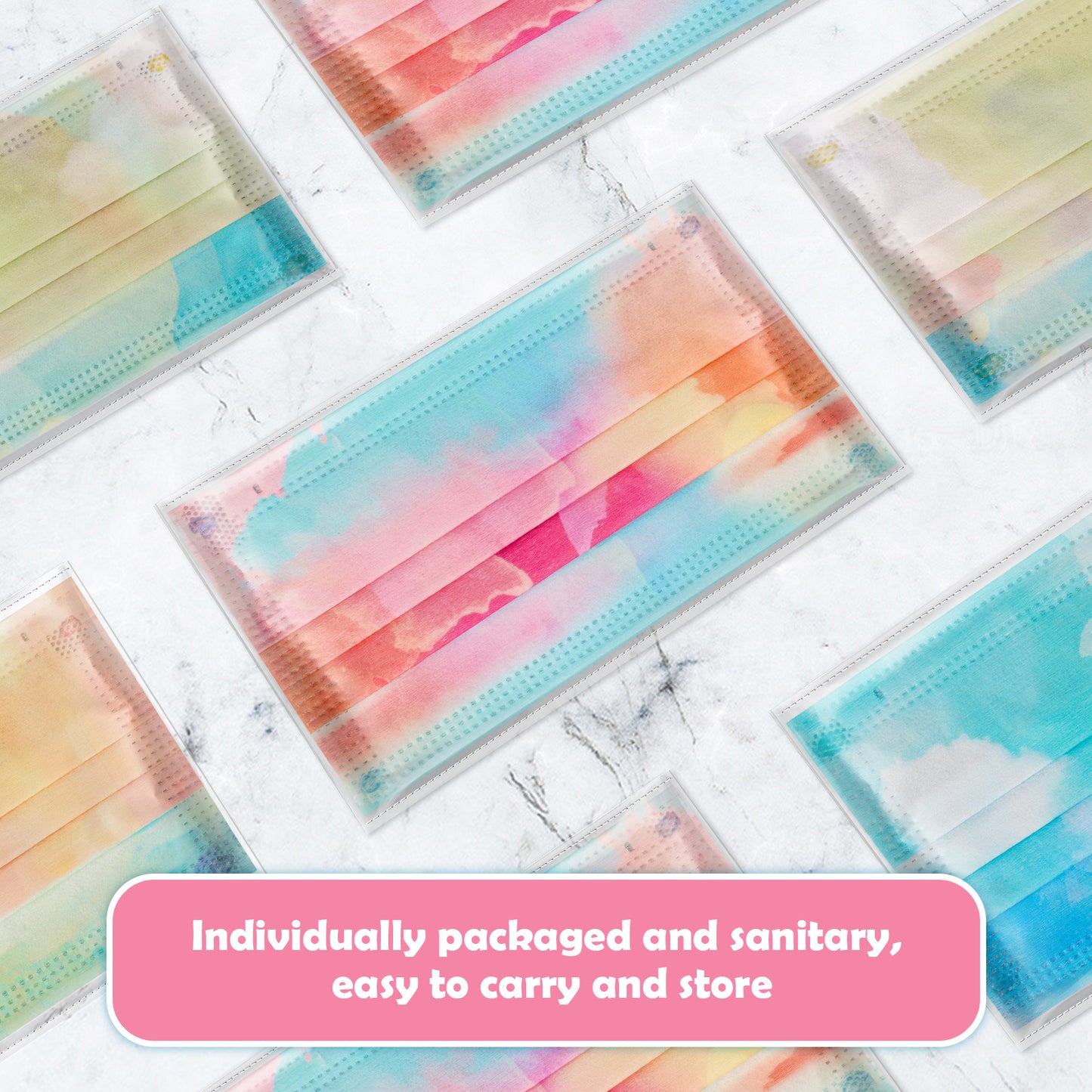 60PCS Disposable Fashion Watercolor Wash Art Painting Print 4 Themes Multi-Colo