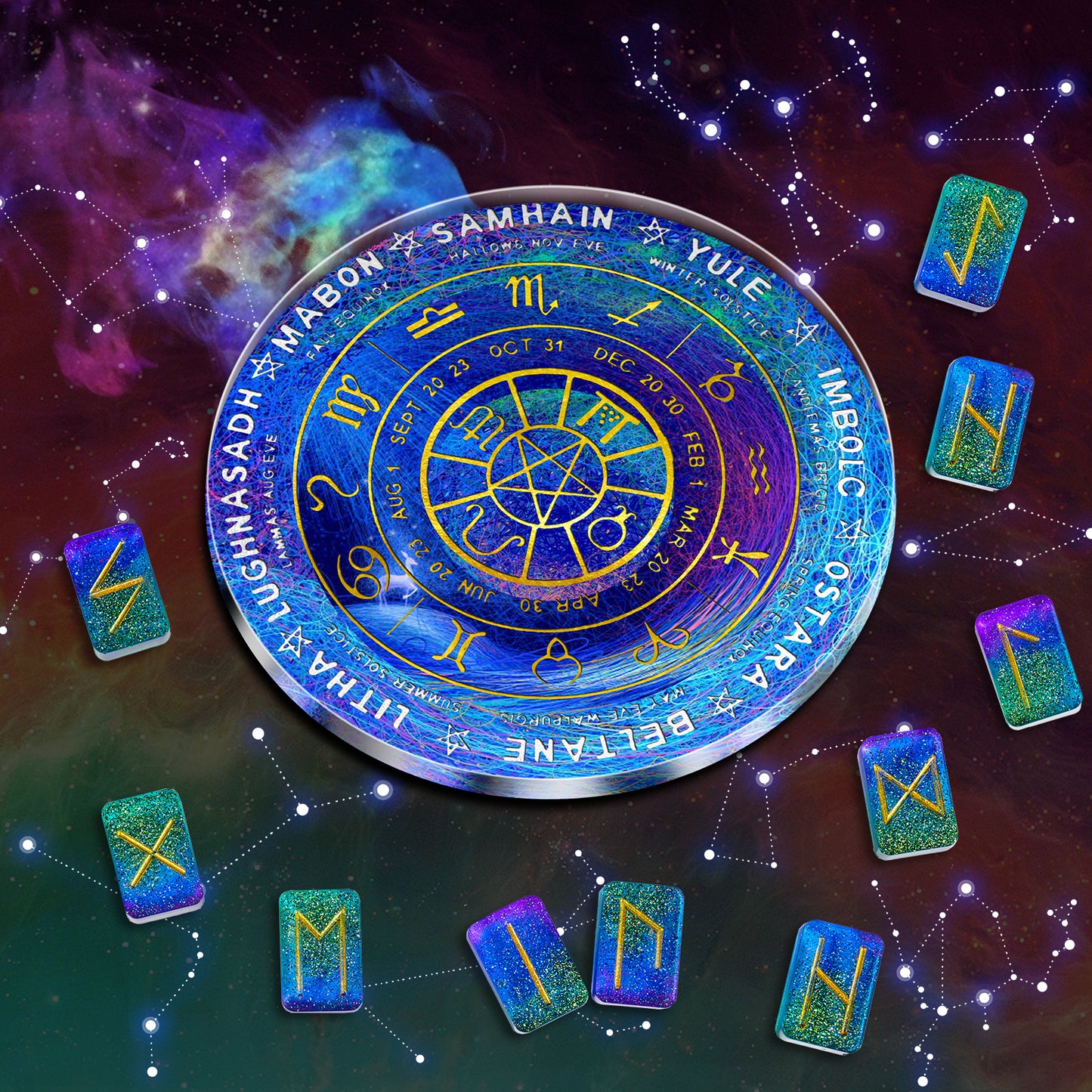 Epoxy Resin Silicone Molds DIY Casting Rune Stone Pendant Zodiac Constellation