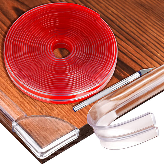Baby Proofing 16ft/5m Soft Silicone Bumper Strip 4PCS Corner Protectors Scraper