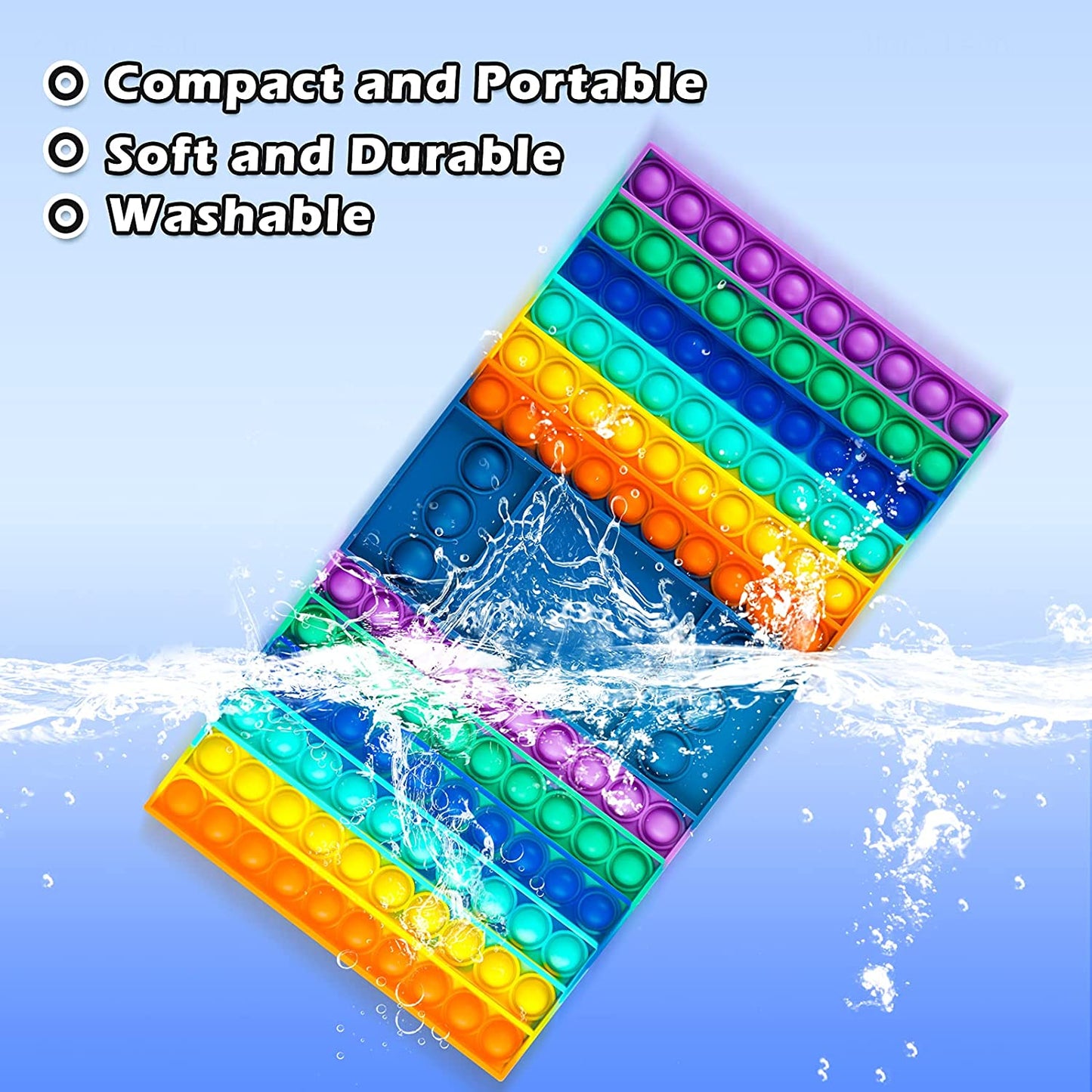 Silicone Push Pop Bubble Fidget Toy Rainbow Game Board 2 Dices Multicolor 12.7x7