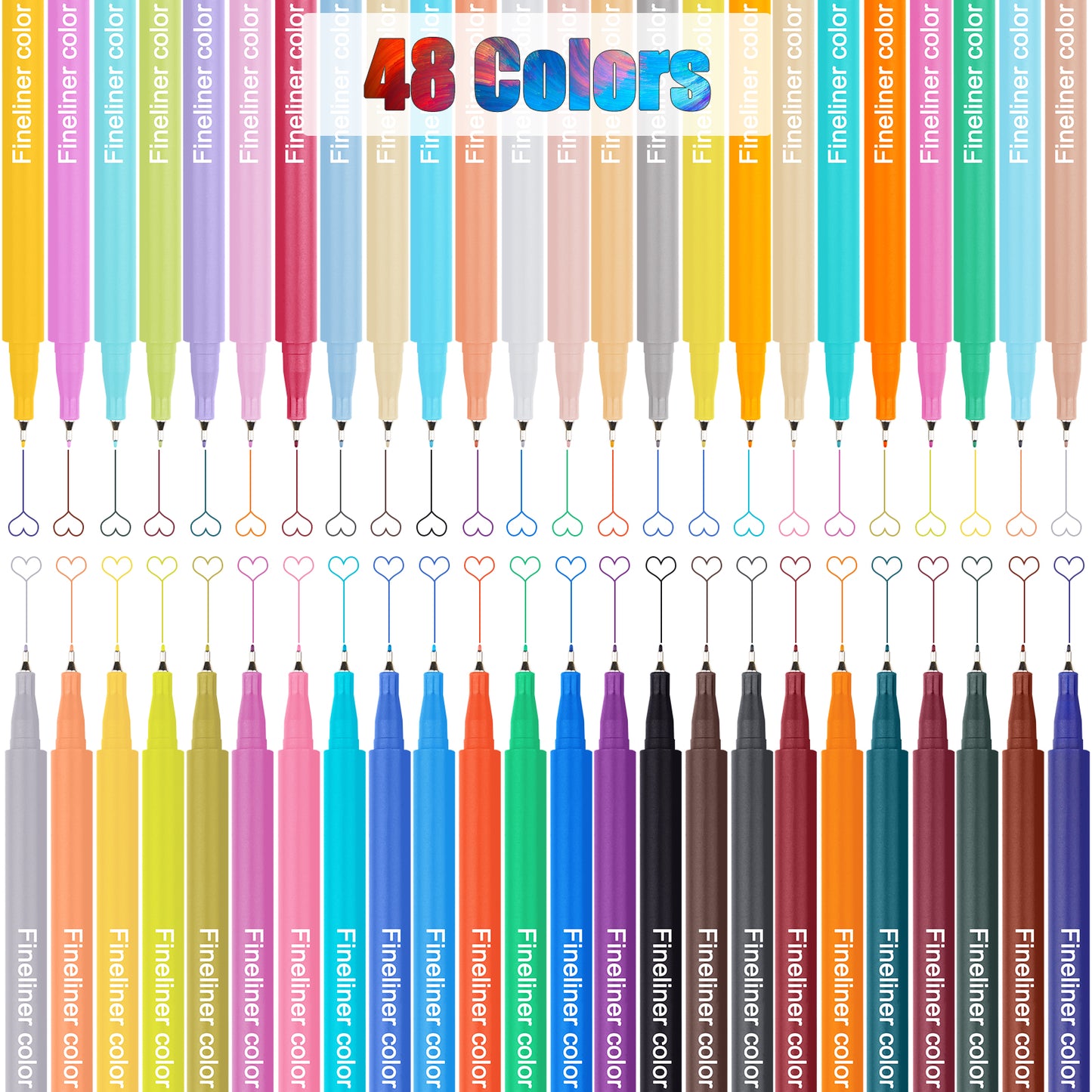0.4mm Fineliner Pen Set 48-Color Planner Porous Journaling Marker Micro-Pen Mo