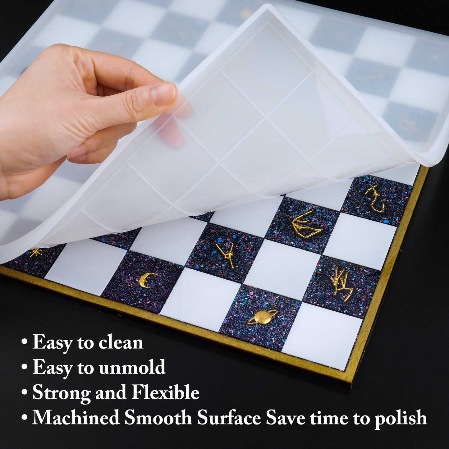 Chess Board Mold Resin Casting 12.4"x12.4" Soft Silicone 3D Art DIY Crafts