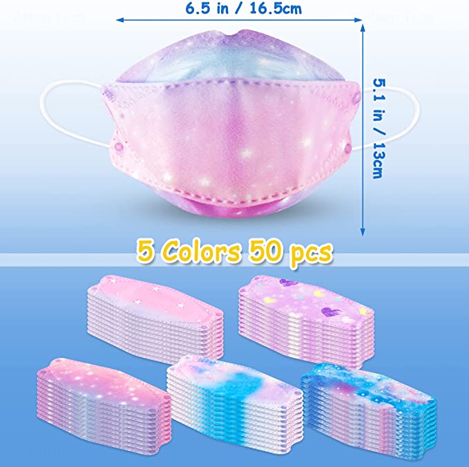 50PCS Disposable Kids Cute Heart Fish Shape Disposable Starry Sky Designs