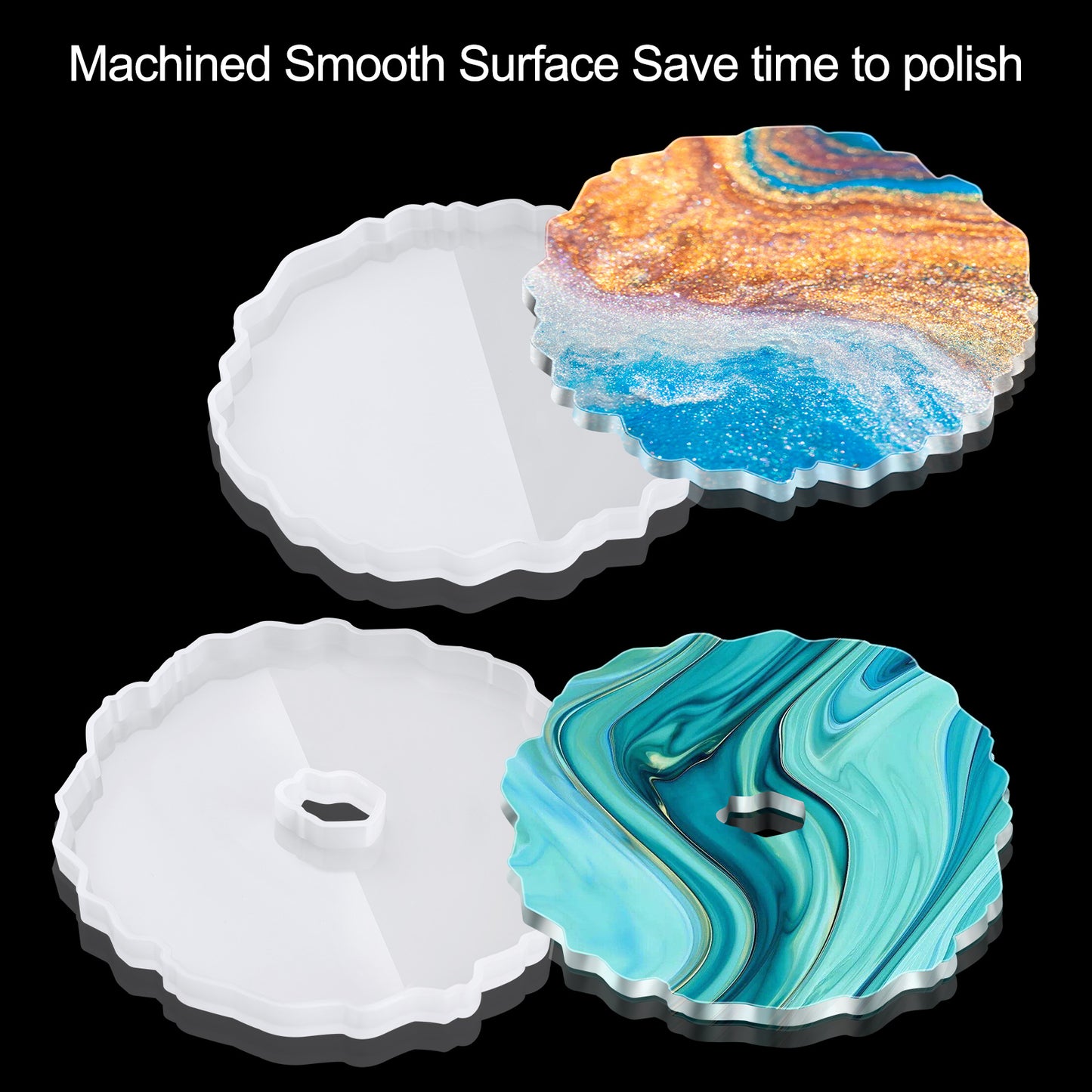 Soft Silicone Molds DIY Epoxy Resin Casting 6PCS Round Irregular Edges Pattern