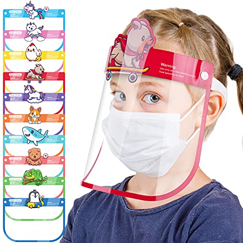 10PCS Kids' Protective Safety Face Shields Reusable Clear Cover Cartoon Designs