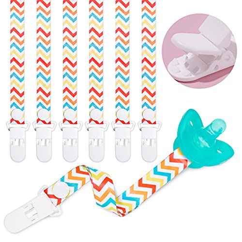 6-Pack Baby Teething Adjustable Length Pacifier Clip Universal Safety Holder S