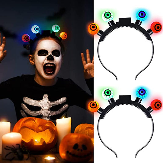 Halloween Party Scary Eyeballs LED Flashing Headband 2PCS Light Up Hoop Horror