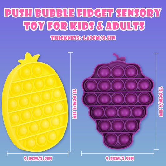 2PCS Push Pop Bubble Fidget Sensory Toys, Fidget Toys for Special Needs Stress