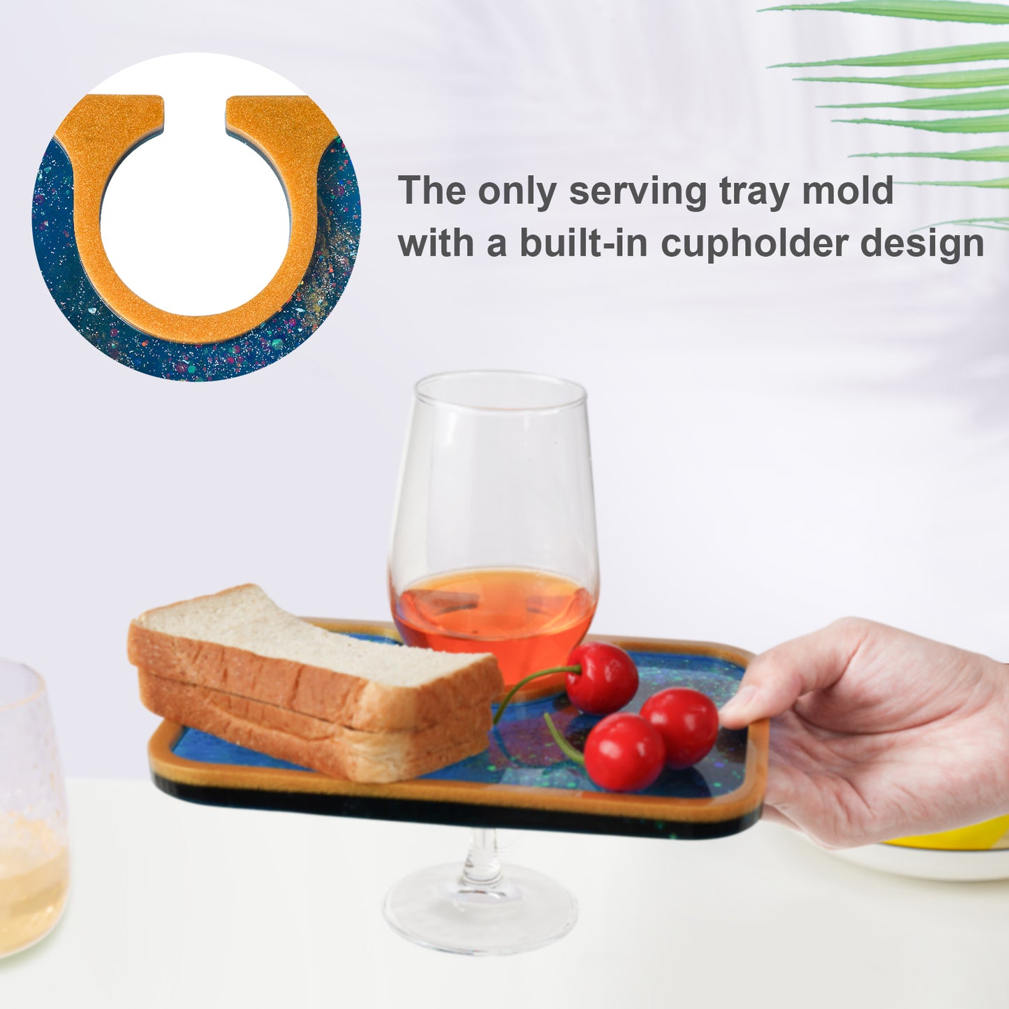 Serving Tray Epoxy Resin Silicone Mold Kit, Breakfast Tray with Edges and Cup